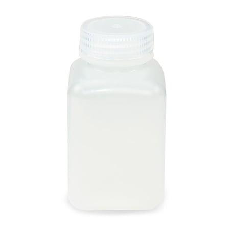 Globe Scientific Diamond RealSeal Bottle, Wide Mouth, Square, PP with PP Closure, 250mL, 12PK 7160250